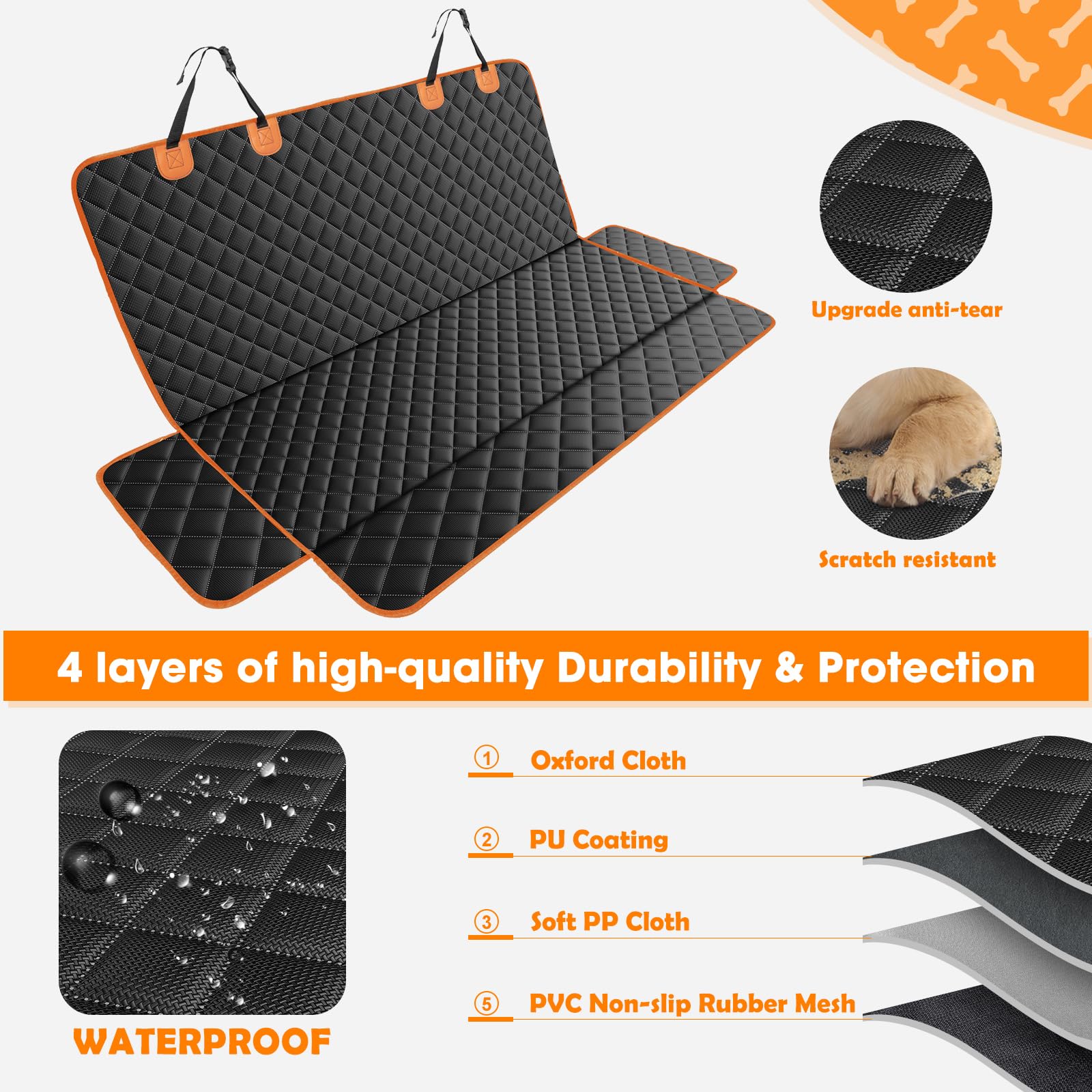 MIXJOY Truck Back Seat Cover for Dogs – Waterproof, Nonslip Pet Seat Cover for Trucks