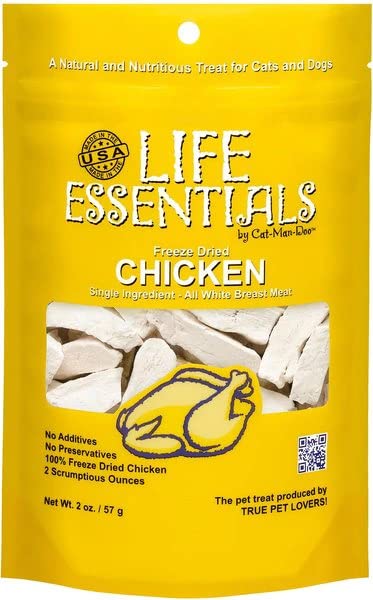 Life Essentials By Cat-Man-Doo - Snacks de Pollo Liofilizado para Perros y Gatos, 56 g