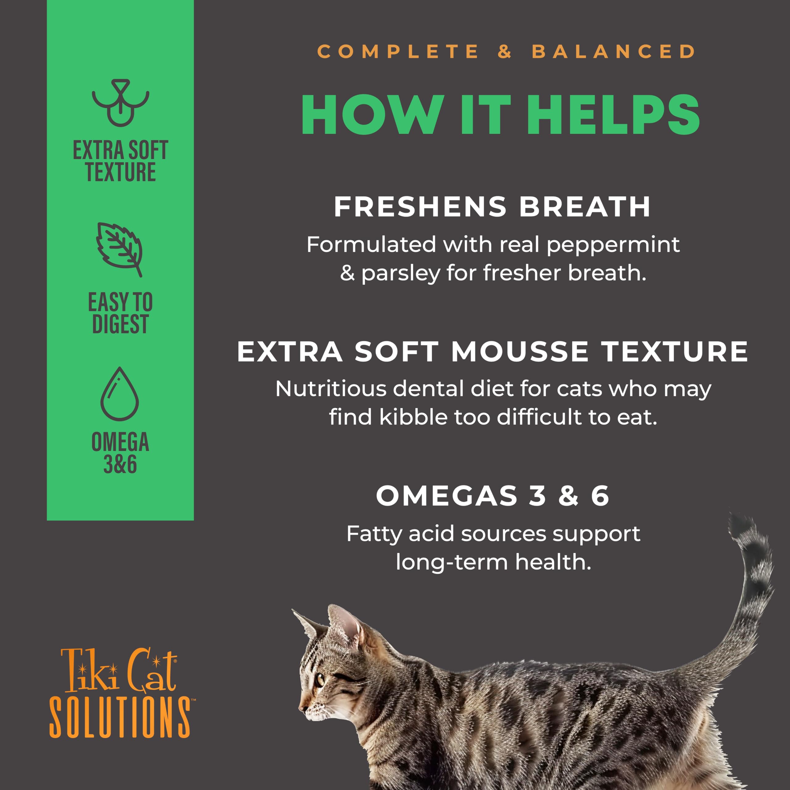 TIKI PETS – Tiki Cat Solutions Mousse Dentaire (Poulet, Bouillon) — 12 Sachets de 68 g