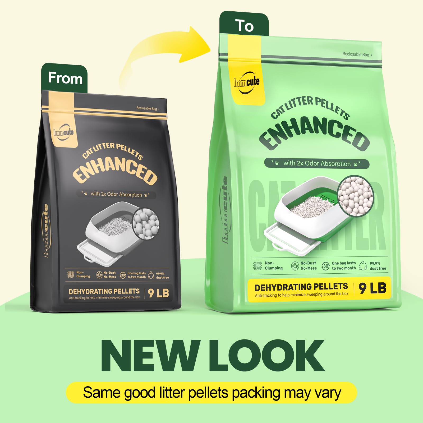 IMMCUTE pellets para gatos con control de olores de larga duración.