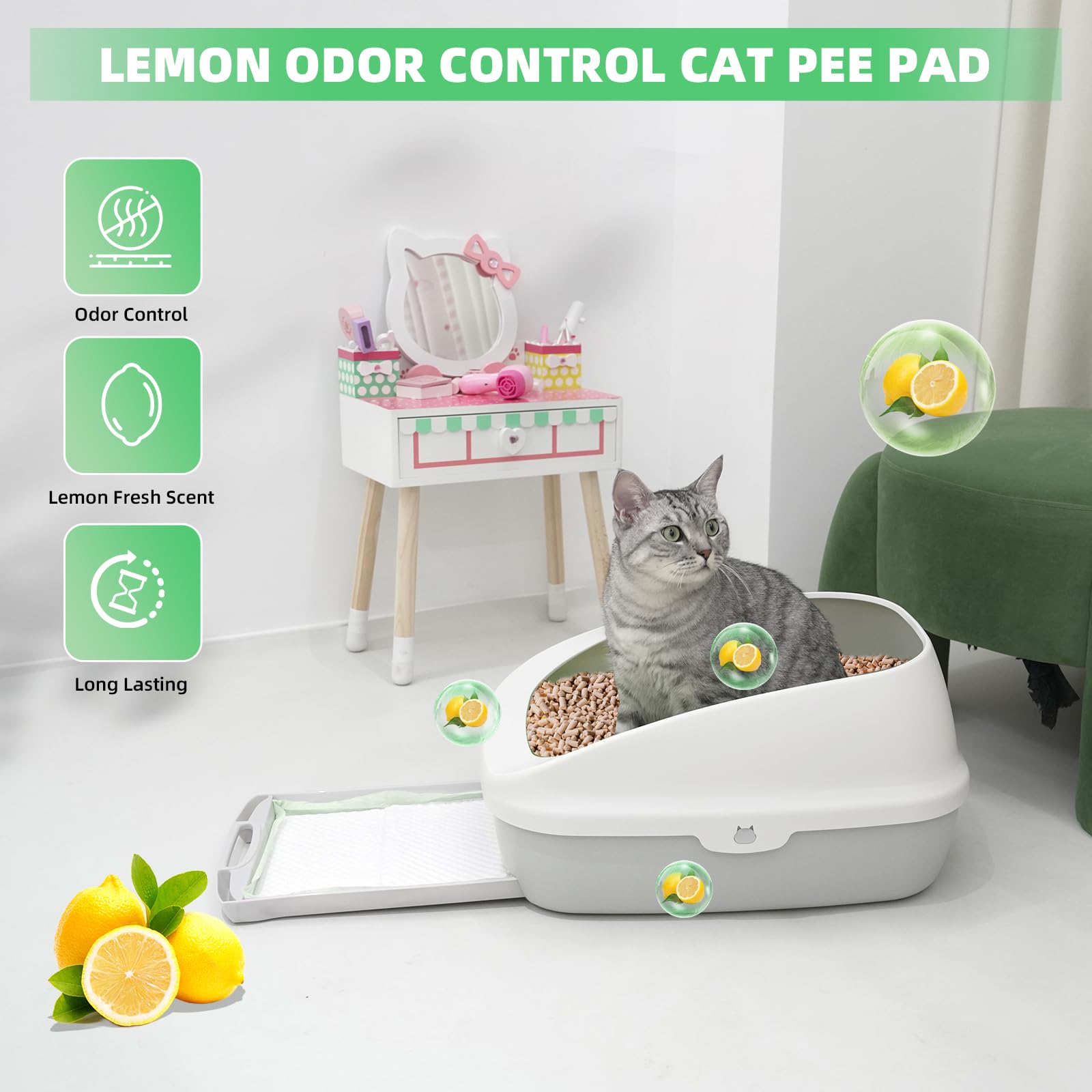 Almohadilla IMMCUTE ultra absorbente para gatos, absorbe líquidos rápidamente.