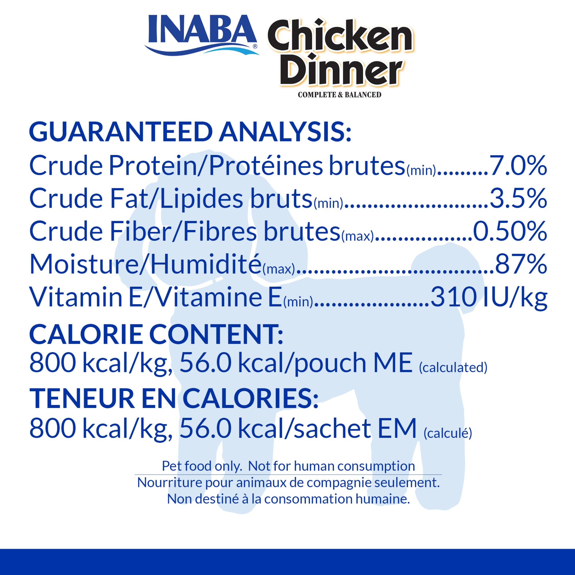 INABA Chicken Dinner bocado para enriquecimiento, útil para entrenamiento.