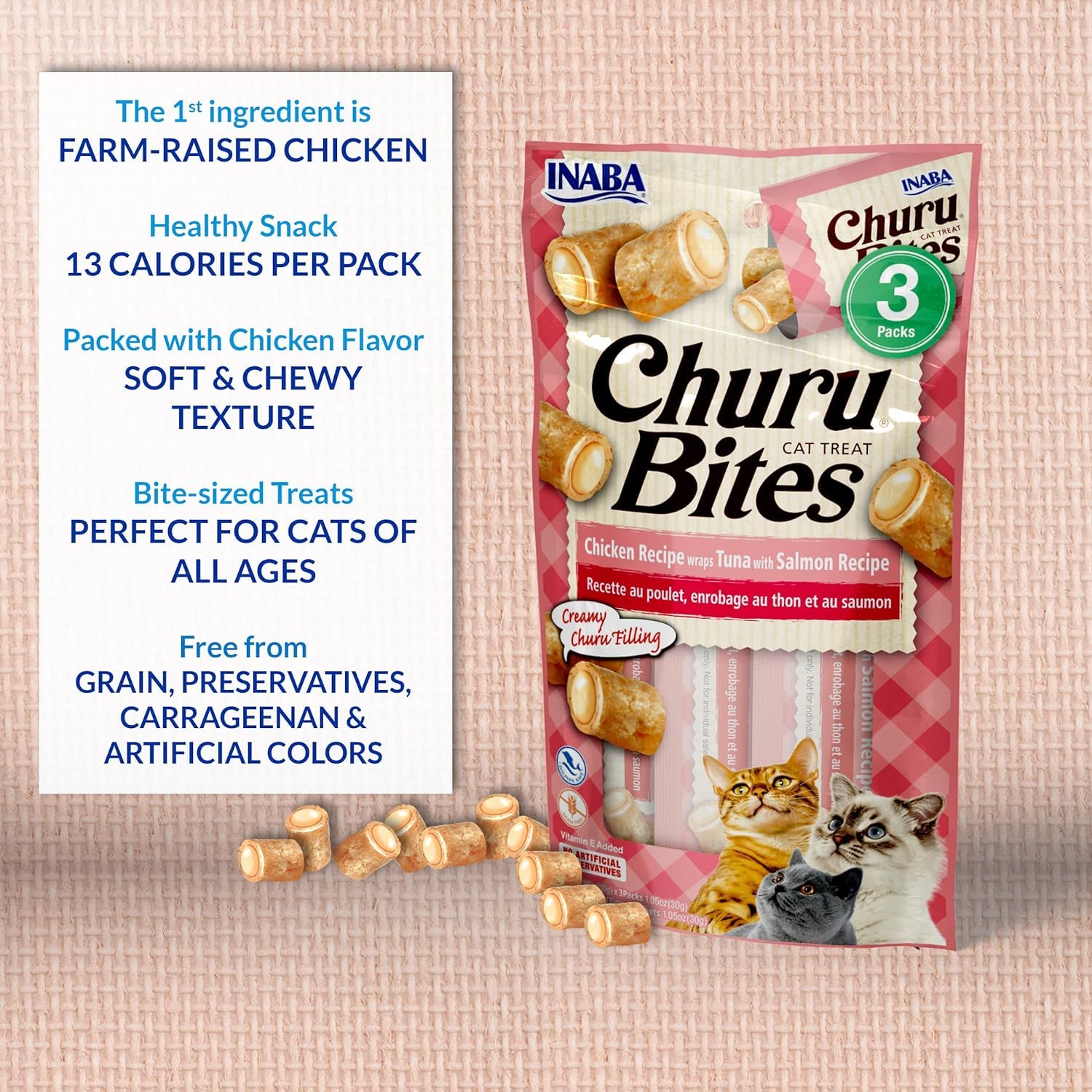 INABA Churu Bites, alta hidratación gracias a la humedad