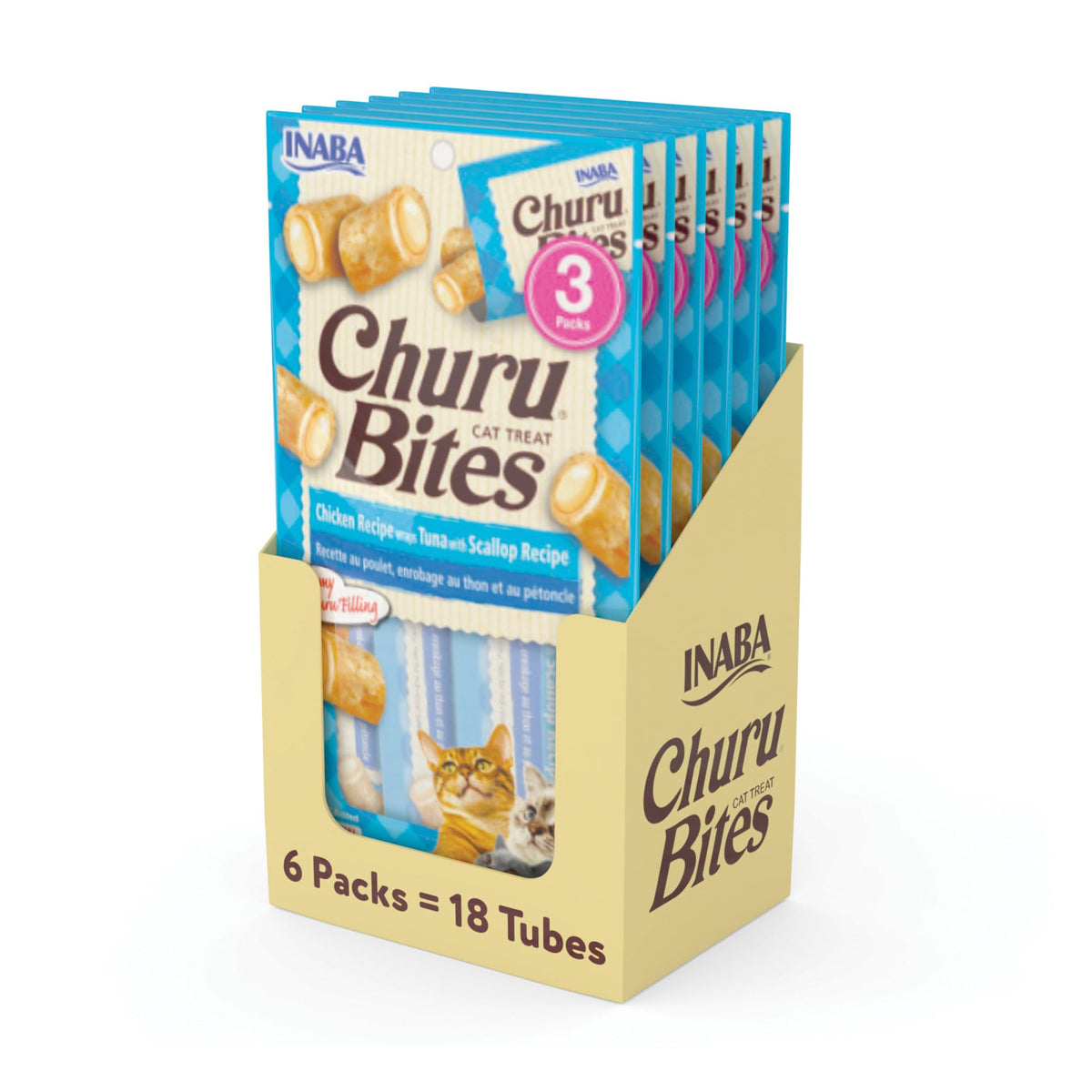 INABA Churu Bites para gatos, tubos de 0,35 onzas listos para servir.