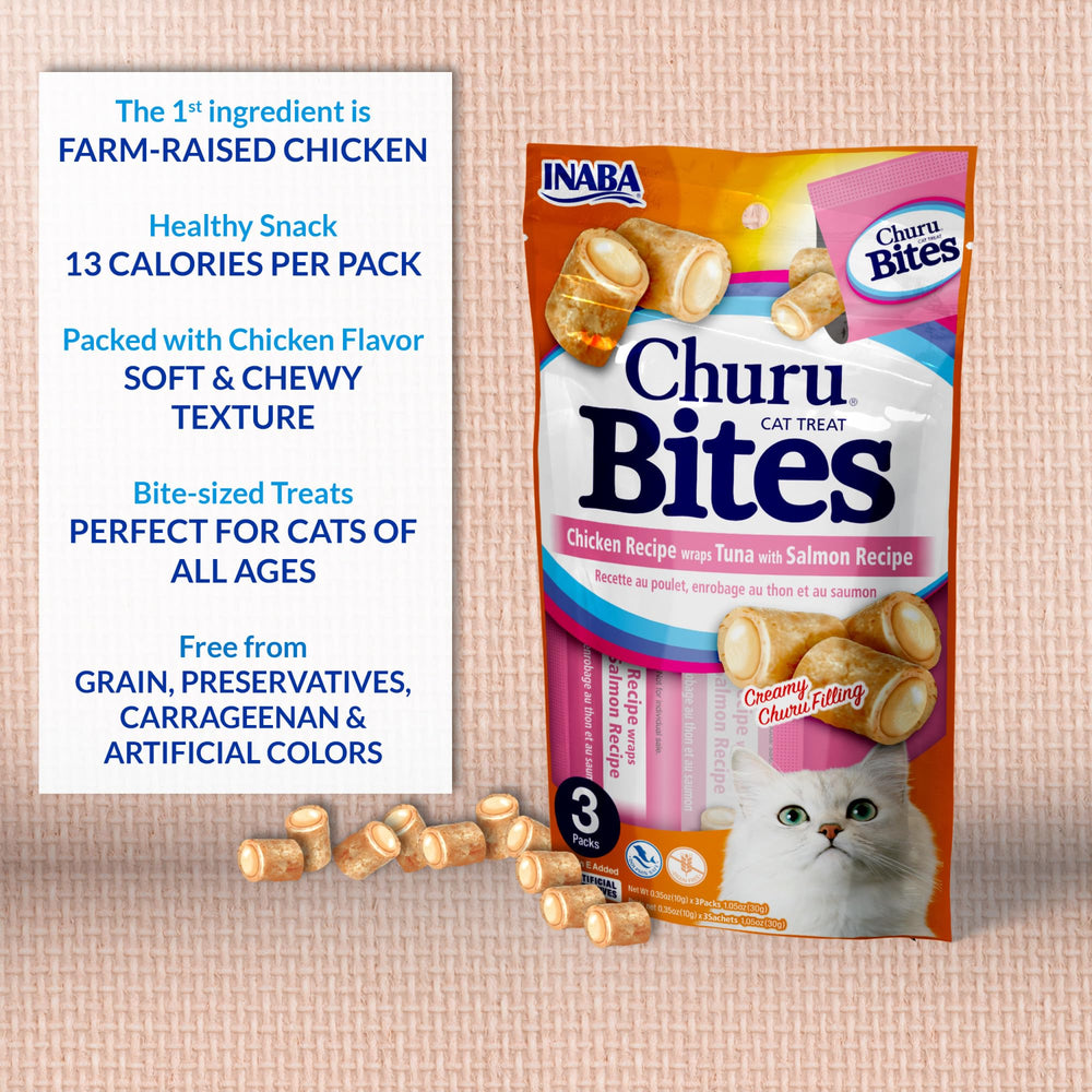 INABA Churu Bites con 72% de humedad para hidratación