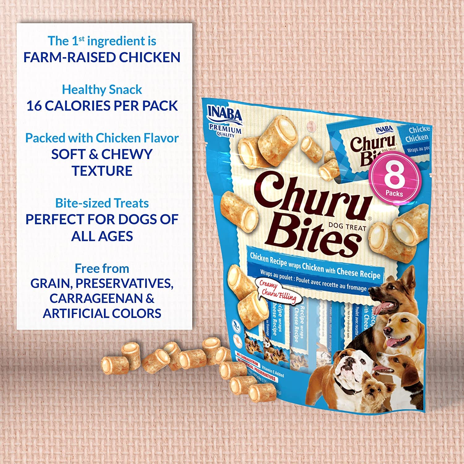 INABA Churu Bites: ingredientes de calidad, sin granos ni colorantes
