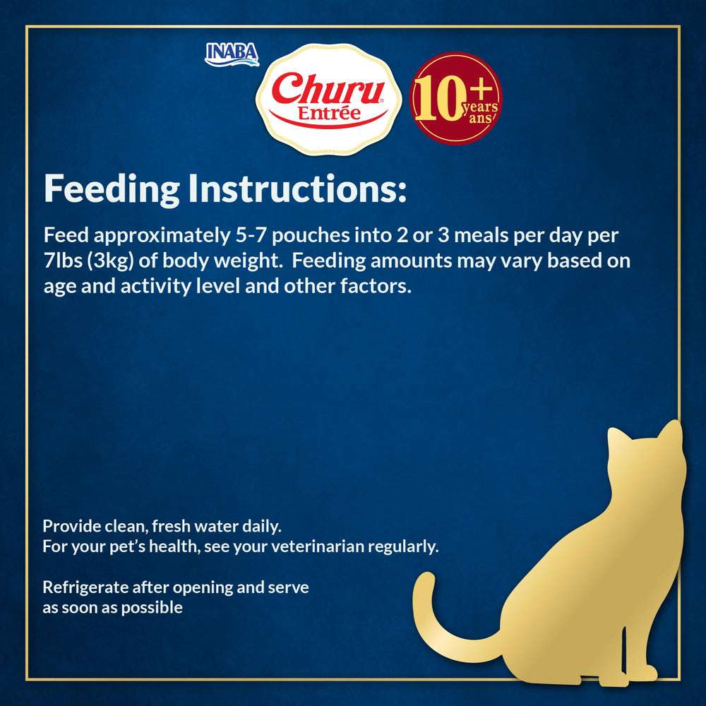 Receta Pollo con Atún de INABA, sabor atractivo para gatos senior.