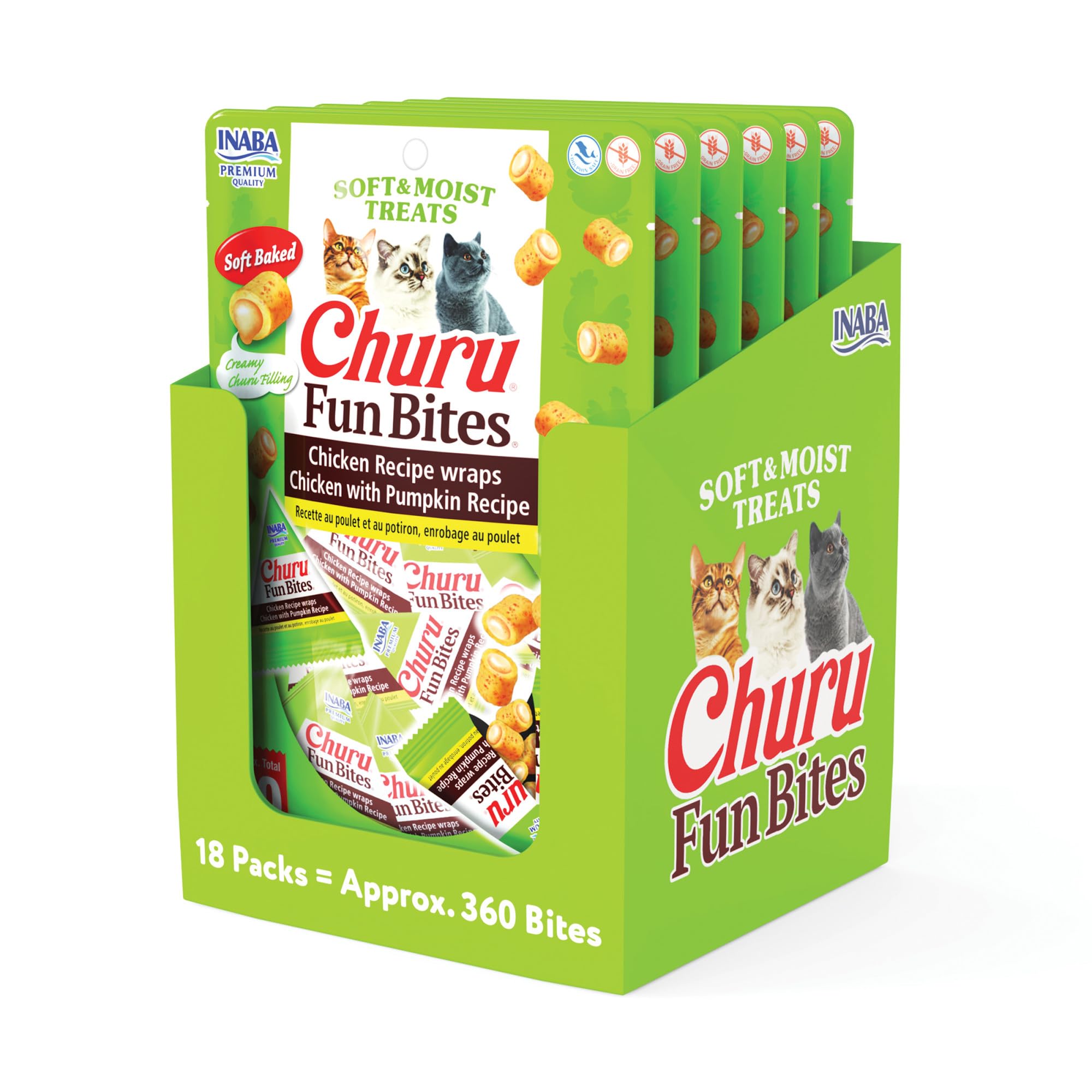 INABA Churu Fun Bites para gatos, formato tetra, snack con humedad para hidratar.