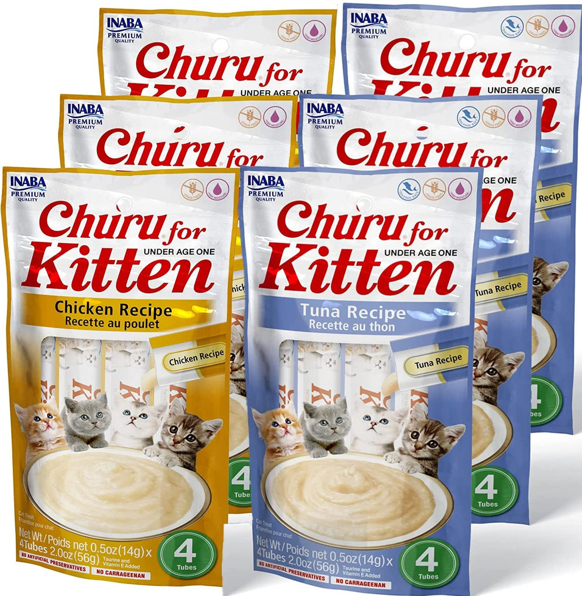 INABA Churu para gatitos puré cremoso de atún para alimentar a mano