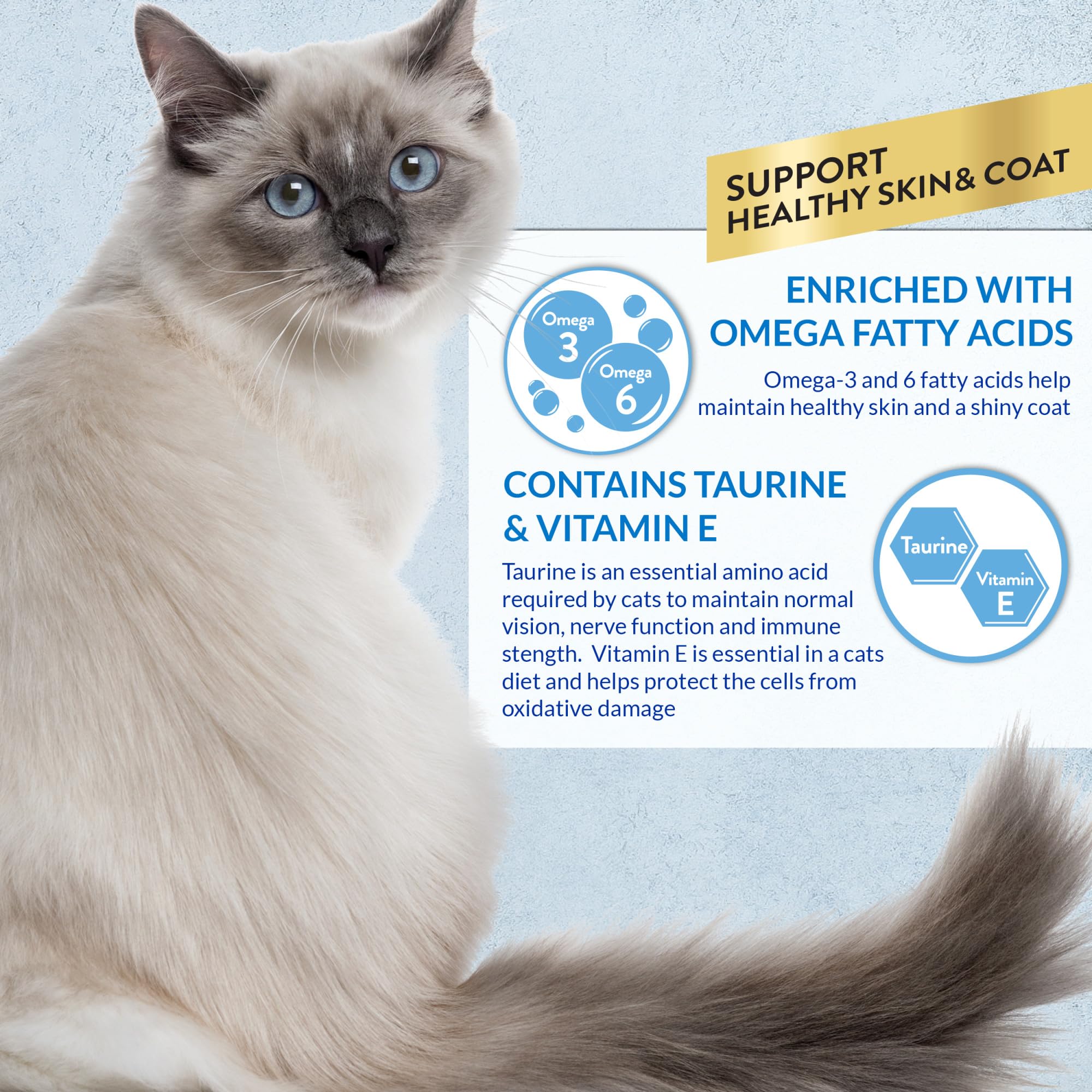 INABA Churu con omega-3 para piel y pelaje brillantes.