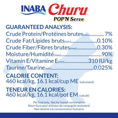 Porción de 34 g: INABA Churu Pop'N Serve, ideal para porciones controladas.