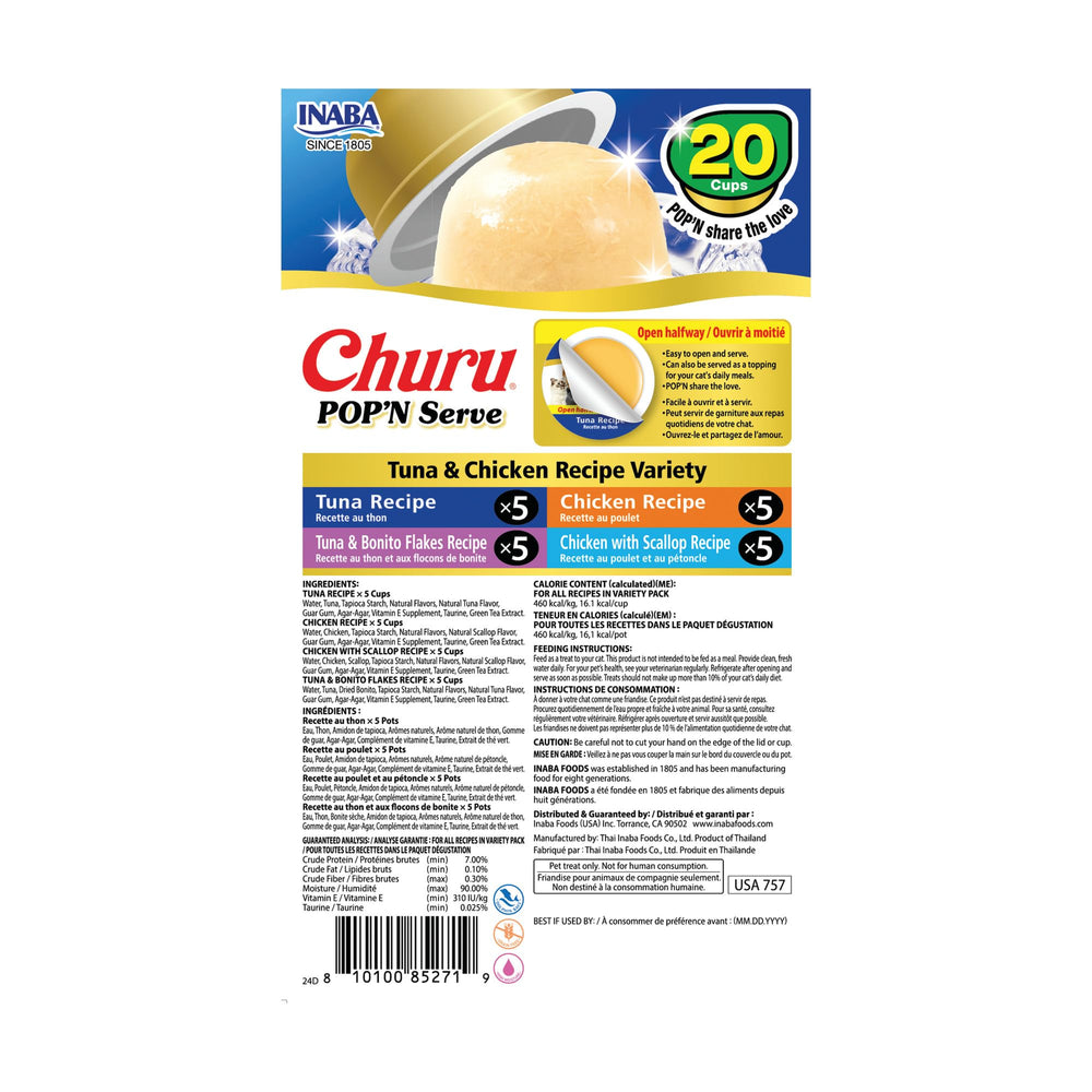 Presentación en plato de Churu Pop'N Serve, fácil de servir
