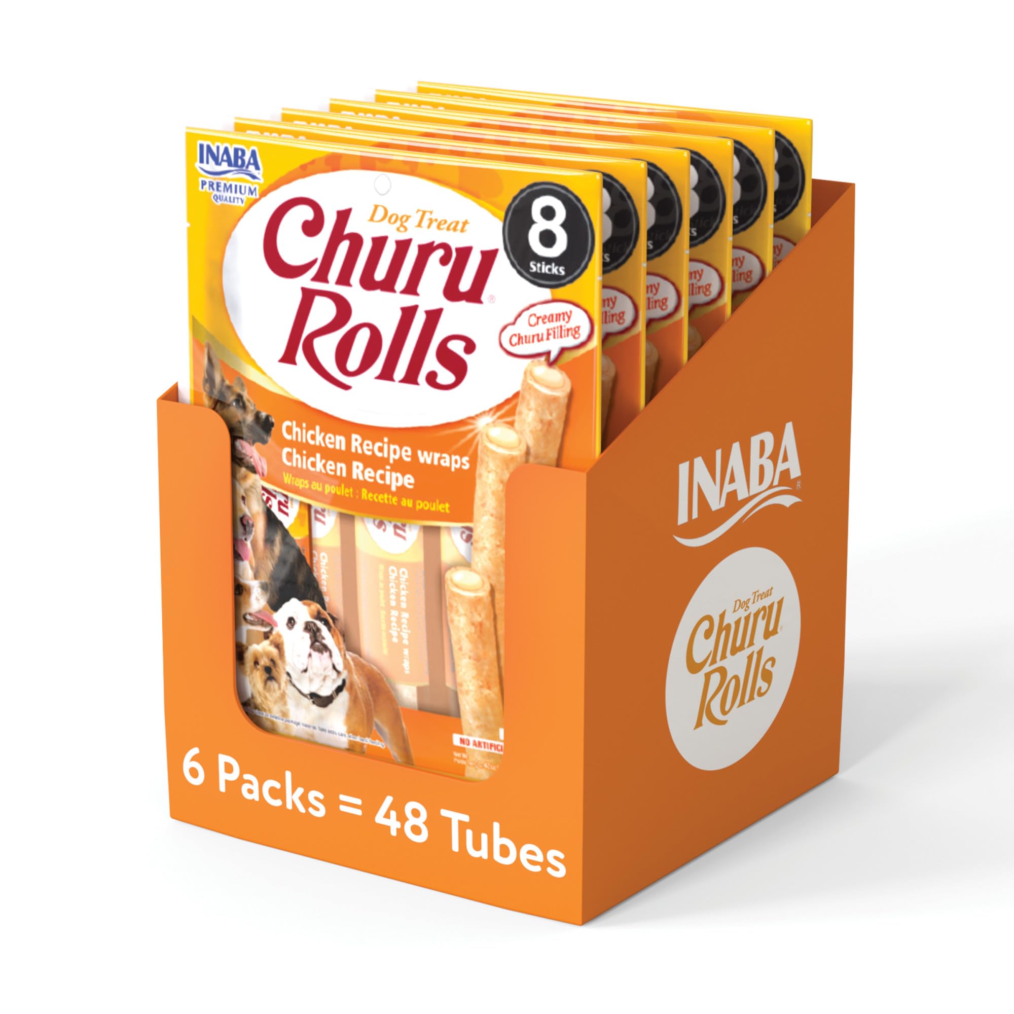 INABA Churu Rolls para perros, empaque de 8 tubos para entrenamiento portátil