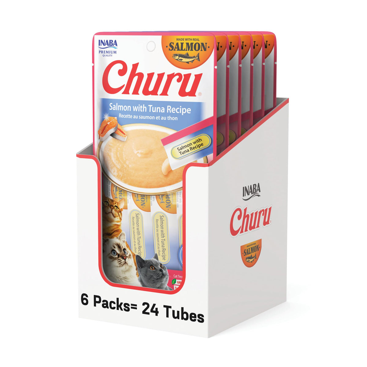 INABA Churu Salmón, tubo cremoso para premio diario y vínculo con tu gato.
