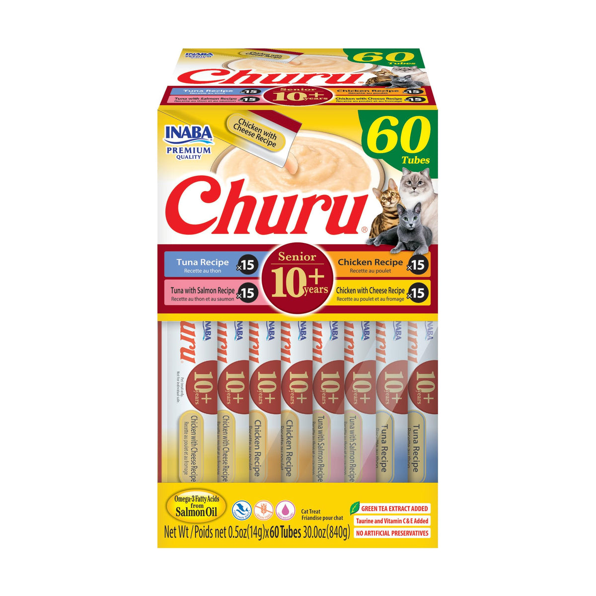 INABA Churu Senior Atún Tubo: snack sabroso con alta humedad para gatos.