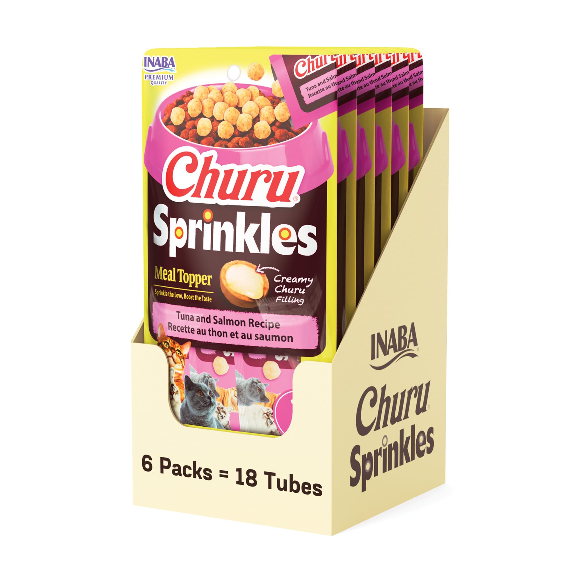 INABA Churu Sprinkles en paquete porciones para premiar gatos.