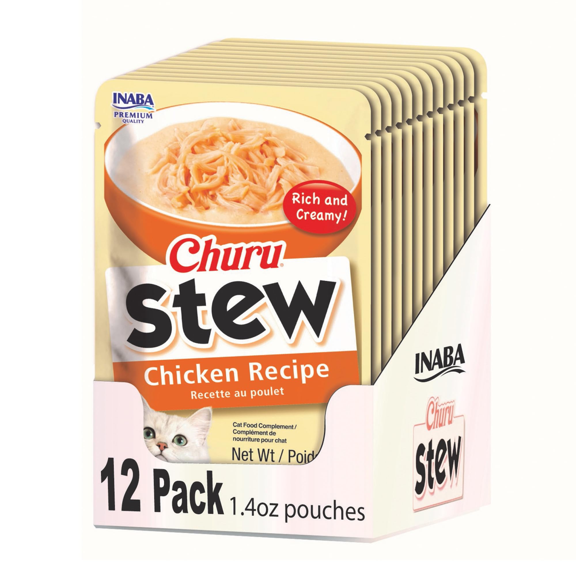 INABA Churu Stew envase individual con pollo y crema, complemento conveniente