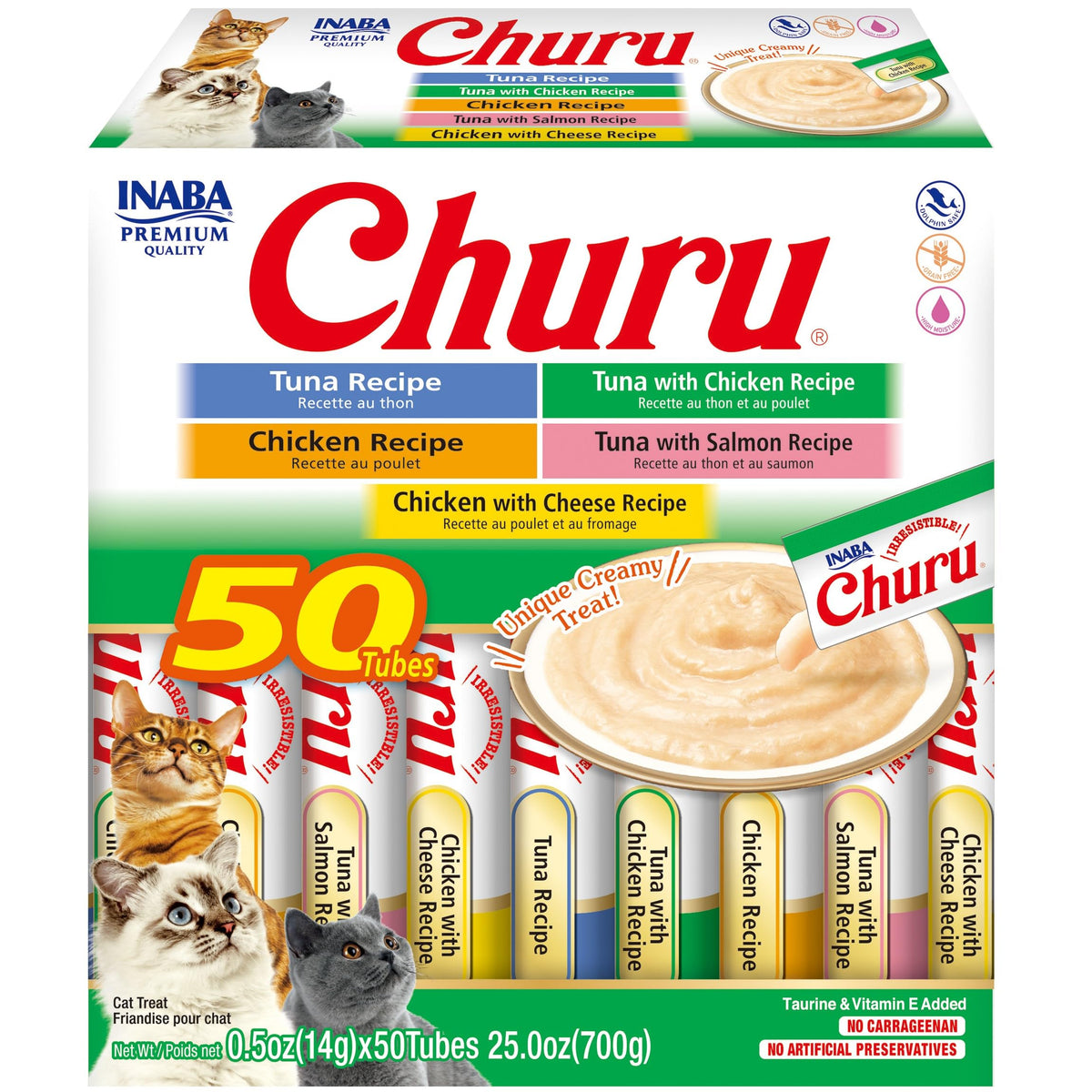 INABA Churu: tubo de puré cremoso de atún y pollo para alimentar a mano