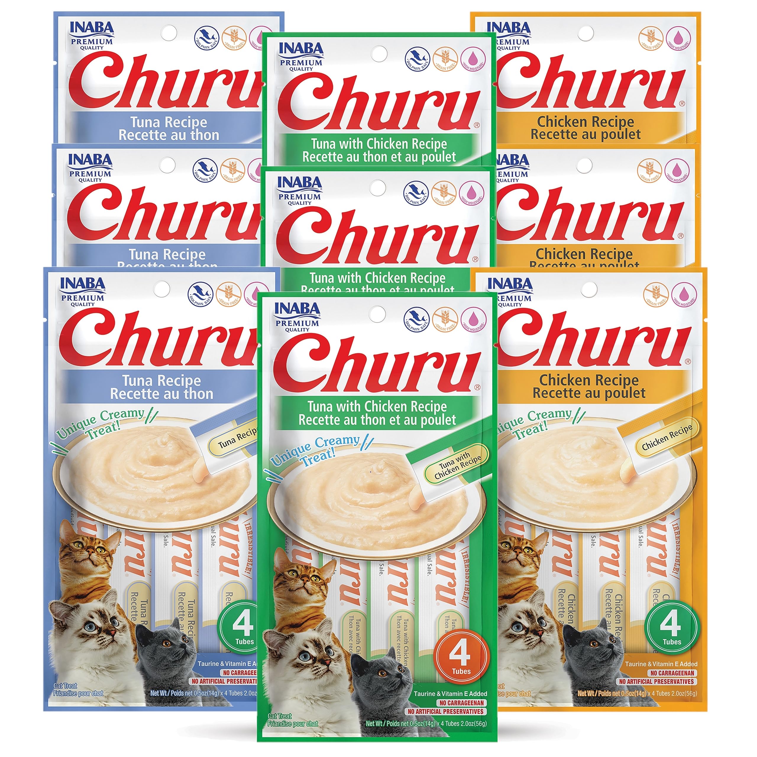 INABA Churu: tubo de atún y pollo para variedad de gustos felinos.