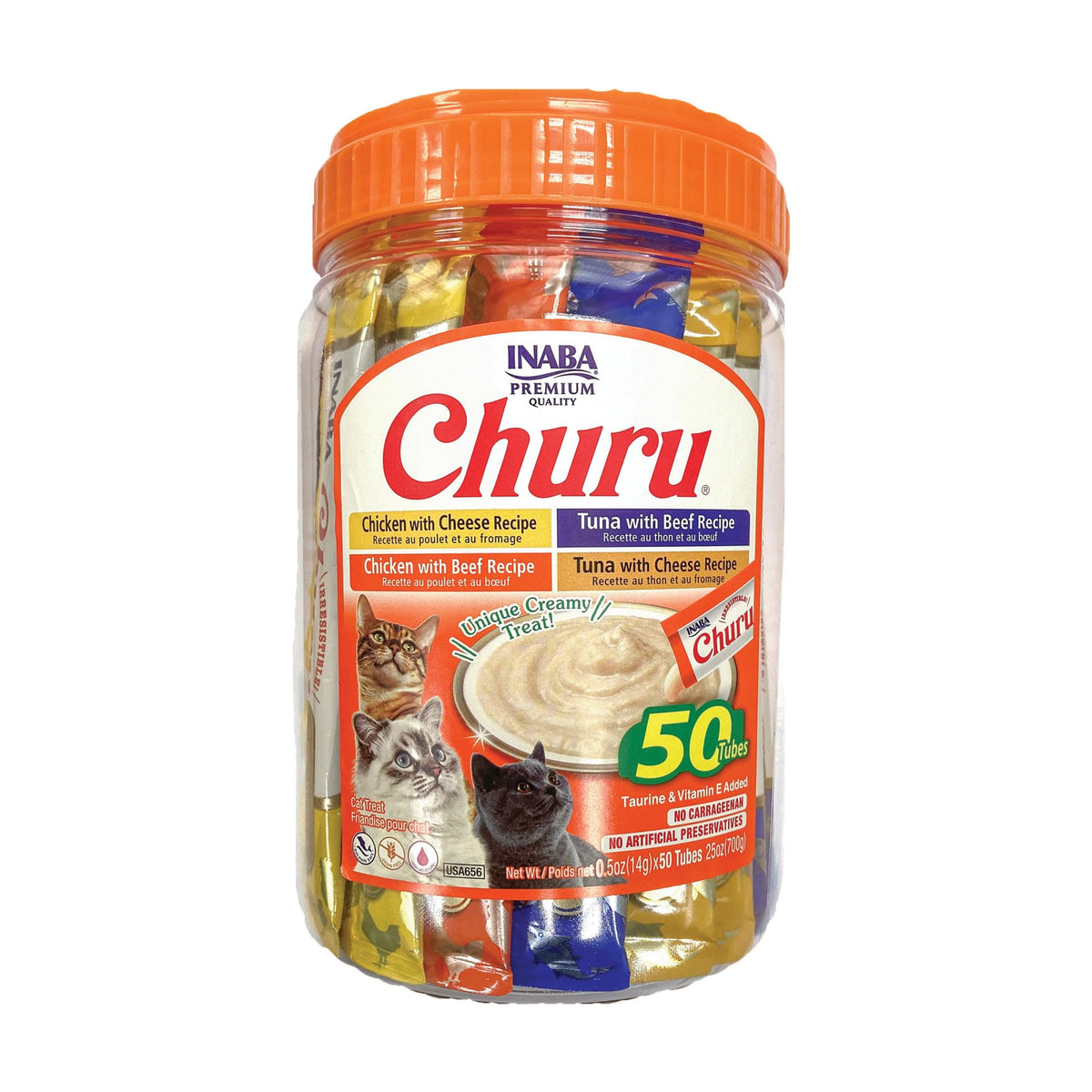 INABA Churu: tubos cremosos beef-cheese para recompensa sabrosa y fácil de alimentar.