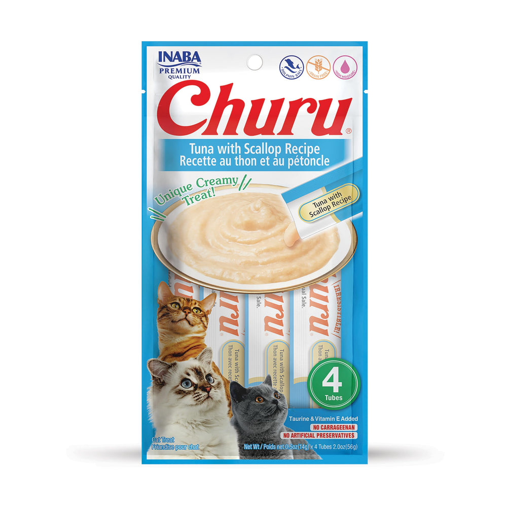 INABA Churu: tubo cremoso de atún y vieira para premio sabroso.