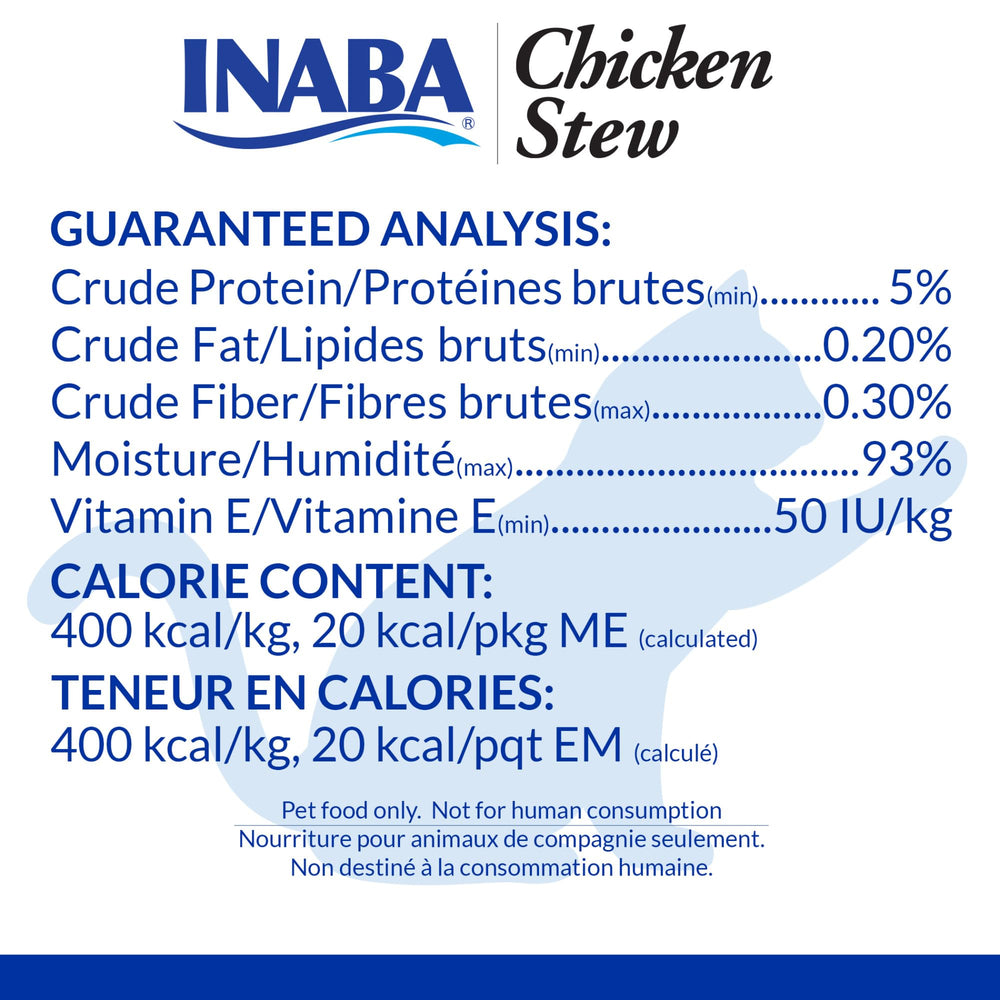 INABA estofado de pollo y atún, ingredientes sin granos para una opción ligera.