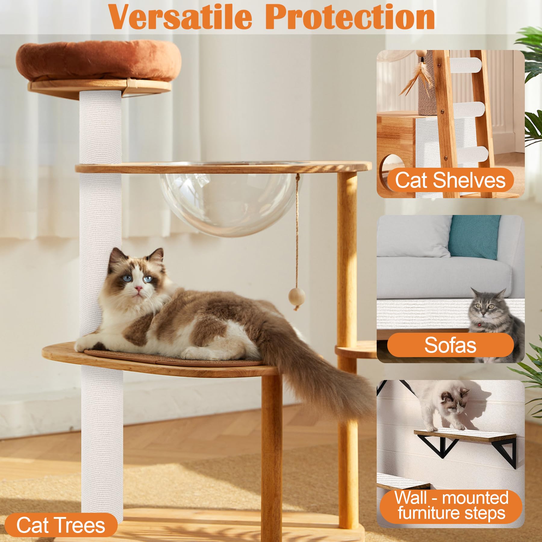 Inchoco protección versátil para sofás, estanterías y árboles de gato.