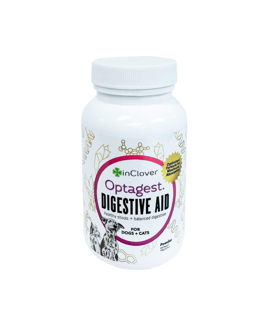 InClover Optagest polvo digestivo para mascotas mejora la absorción de nutrientes