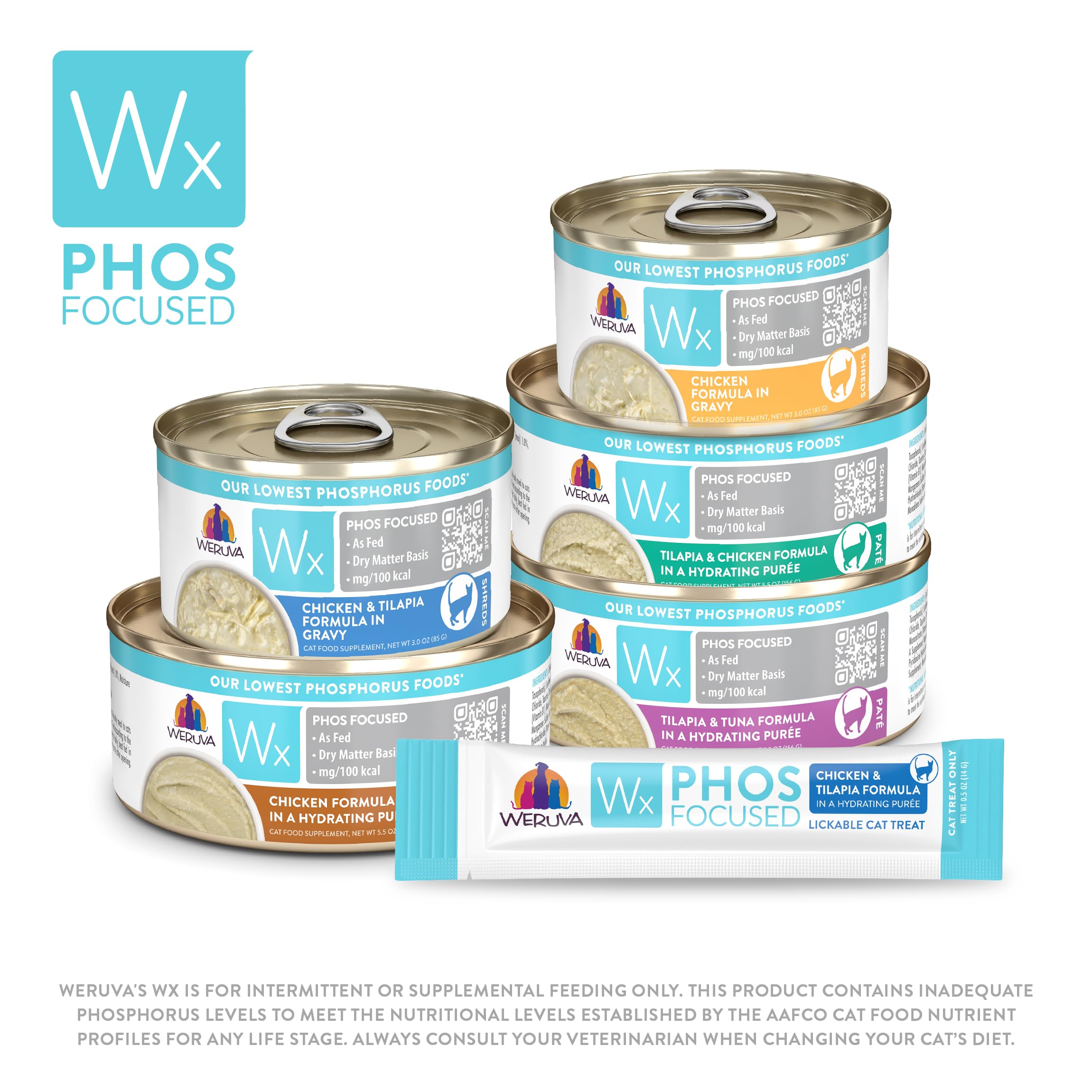 Ingredientes naturales en Weruva Wx Phos Focused para gatos.