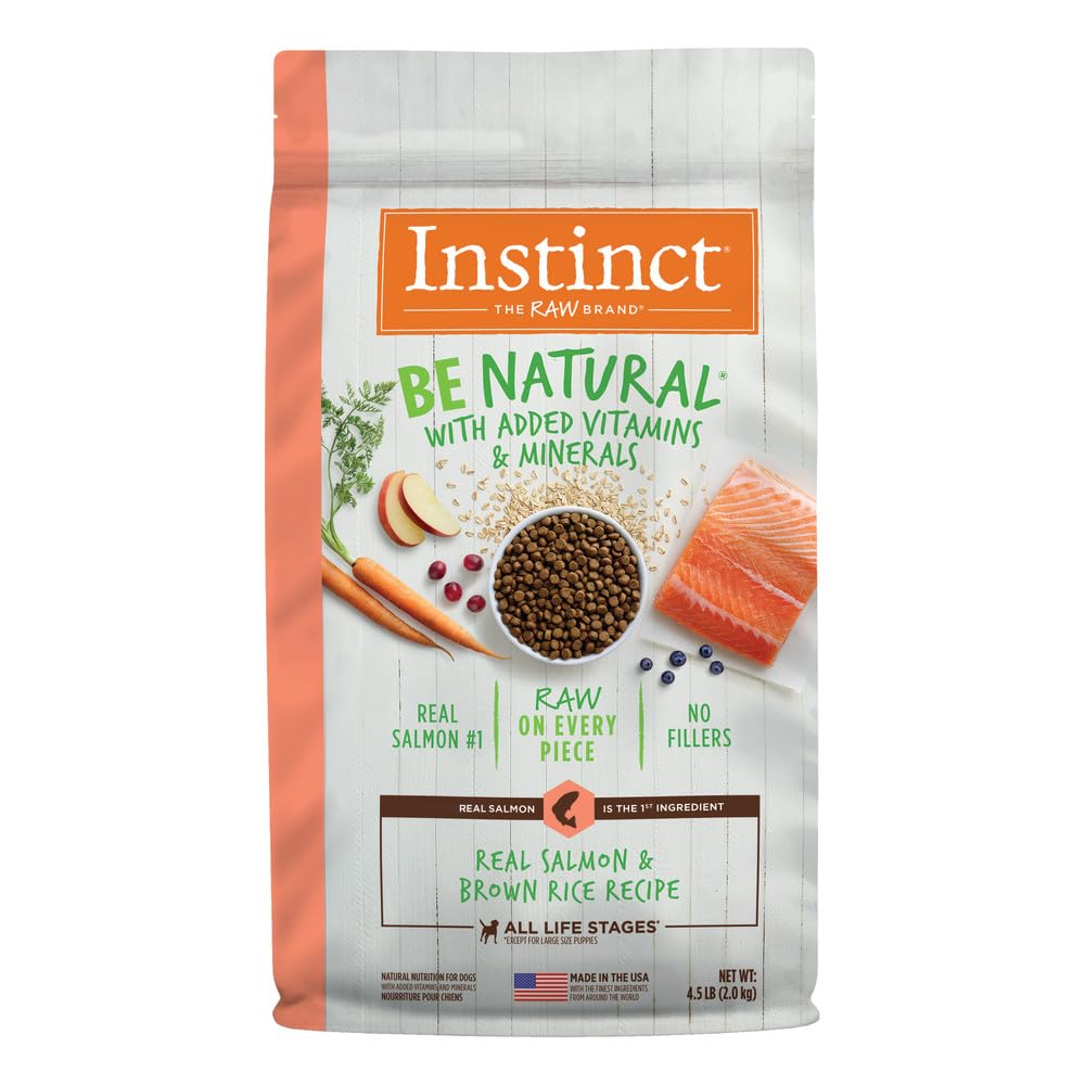 Instinct Be Natural: salmón real y croquetas recubiertas para sabor y proteína.
