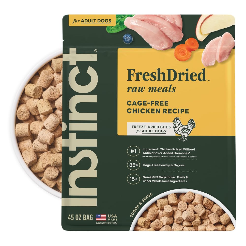 Instinct: bolsa 45oz con pollo sin jaula, opción conveniente para alimentación completa.
