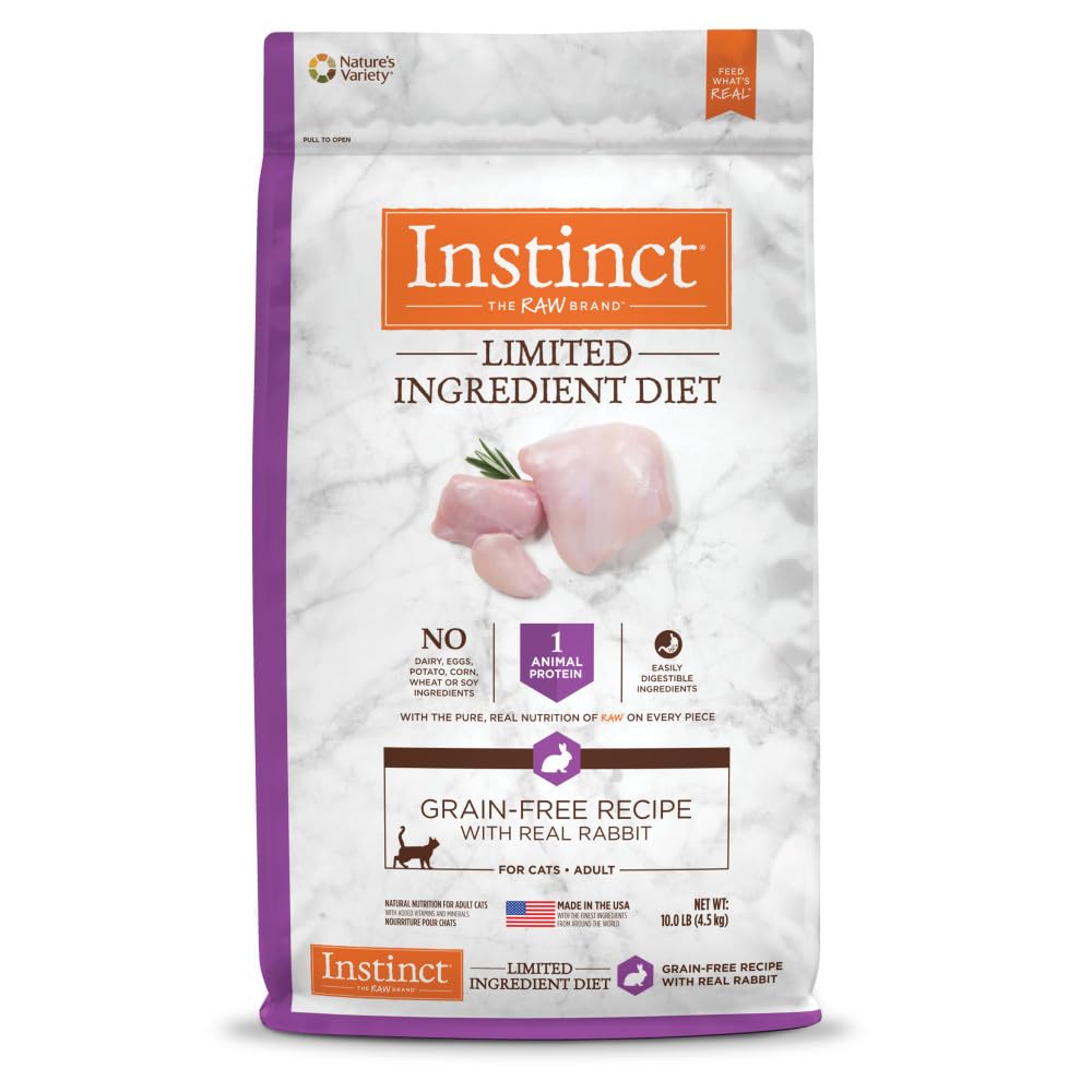 Instinct conejo real, alimento seco para gatos, sabor natural y digestión suave.