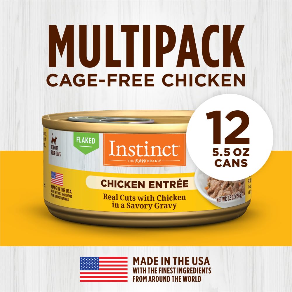 Instinct Flaked Entrée: trozos de pollo en salsa, textura tierna que motiva la masticación.