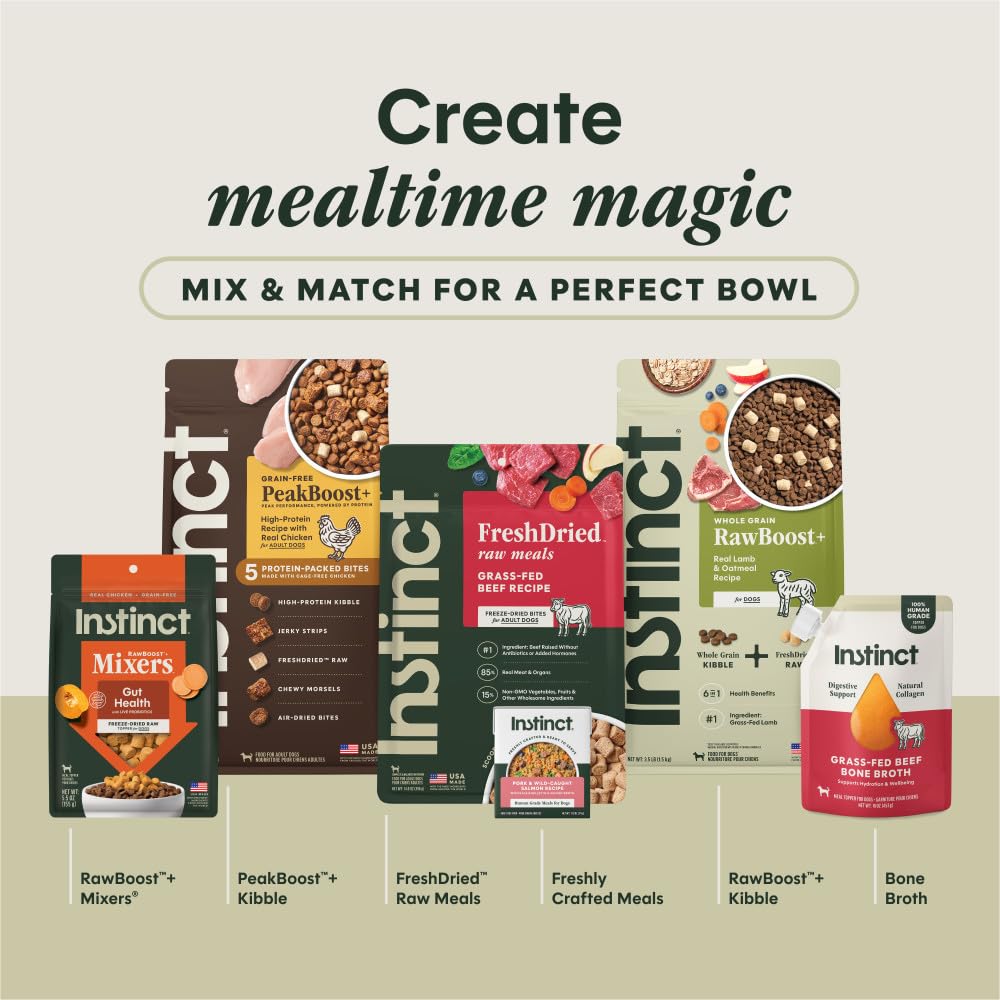 Instinct FreshDried hecho-en-eeuu, calidad controlada con ingredientes selectos.