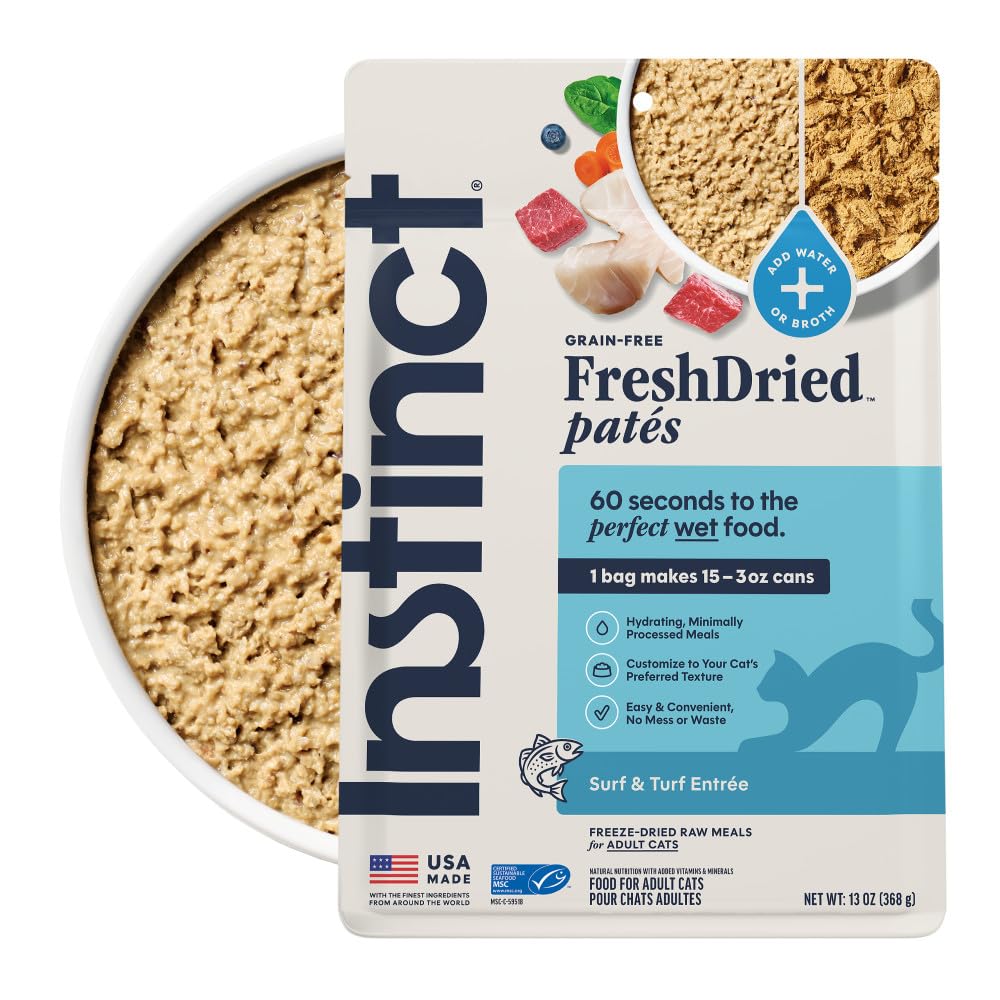 Instinct FreshDried Pates: bolsa de 13 onzas para almacenamiento fácil.