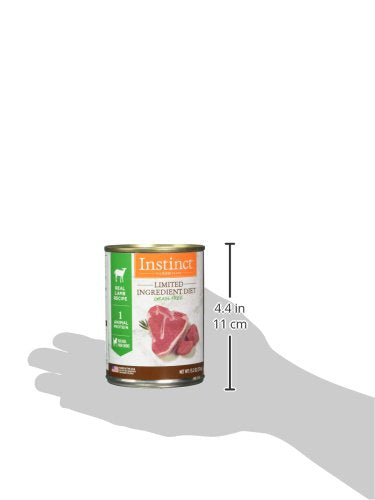 Ingredientes simples de Instinct sin cordero en lata para dieta clara.