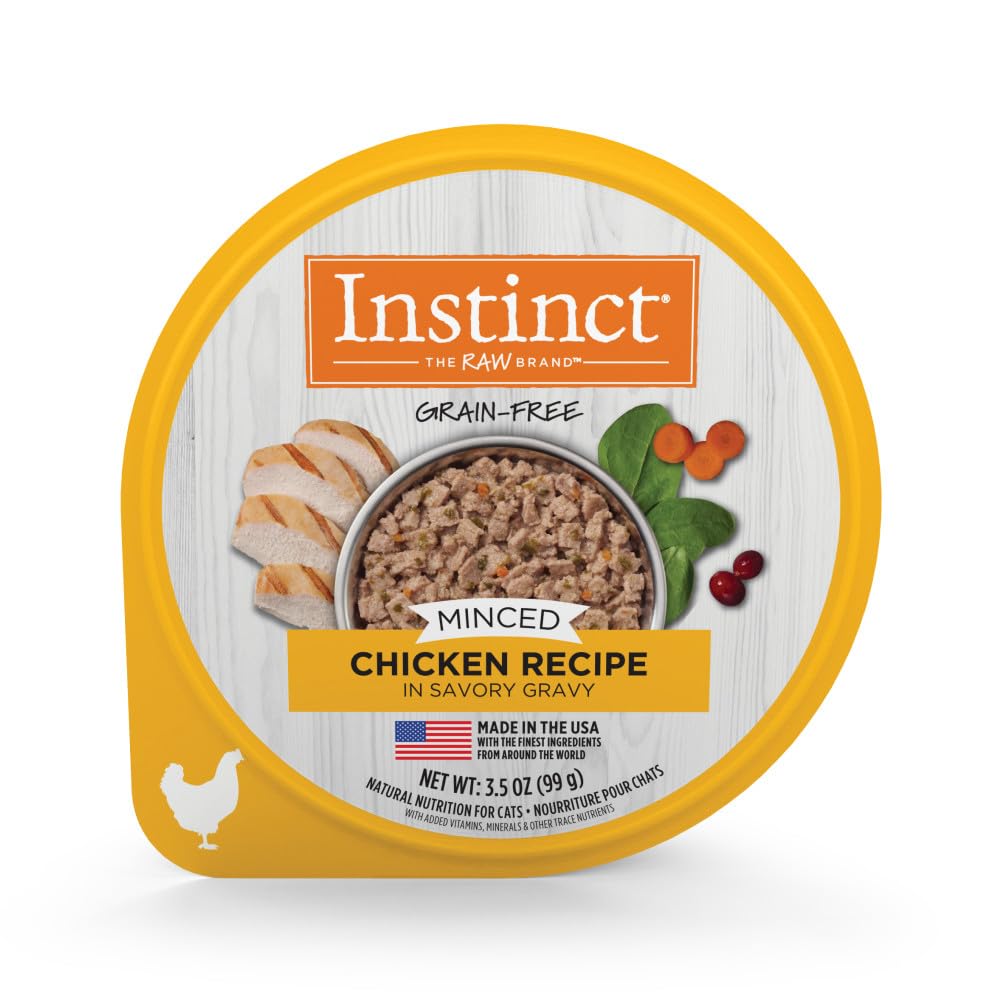 Instinct Minced Cups con pollo libre de jaula, trozos sabrosos para gatos activos