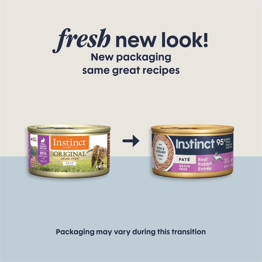 Instinct Original conejo-pate lata 3oz: textura suave que facilita la alimentación.