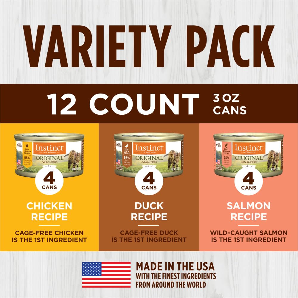Instinct Original Grain Free Pate salmon, sabor sabroso sin granos para gatos.