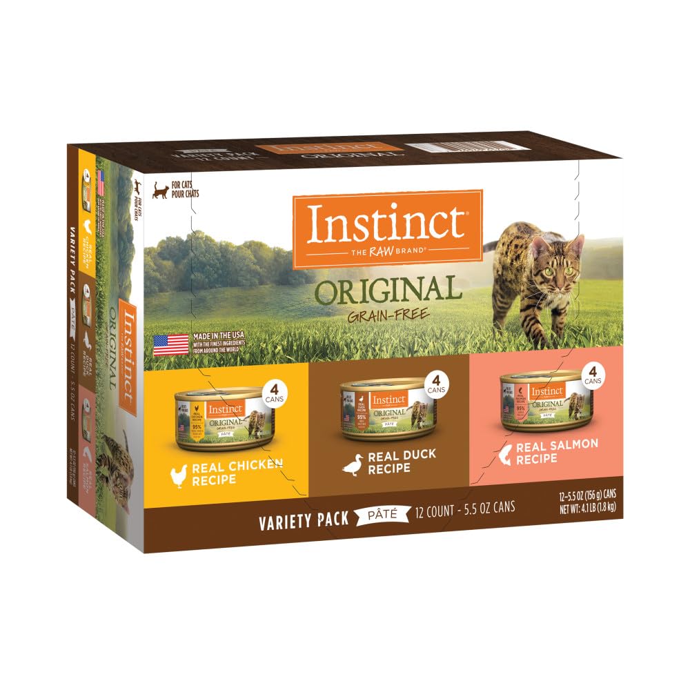 Instinct Original Pate para gatos con pollo, lata; proteína alta para gatos activos.