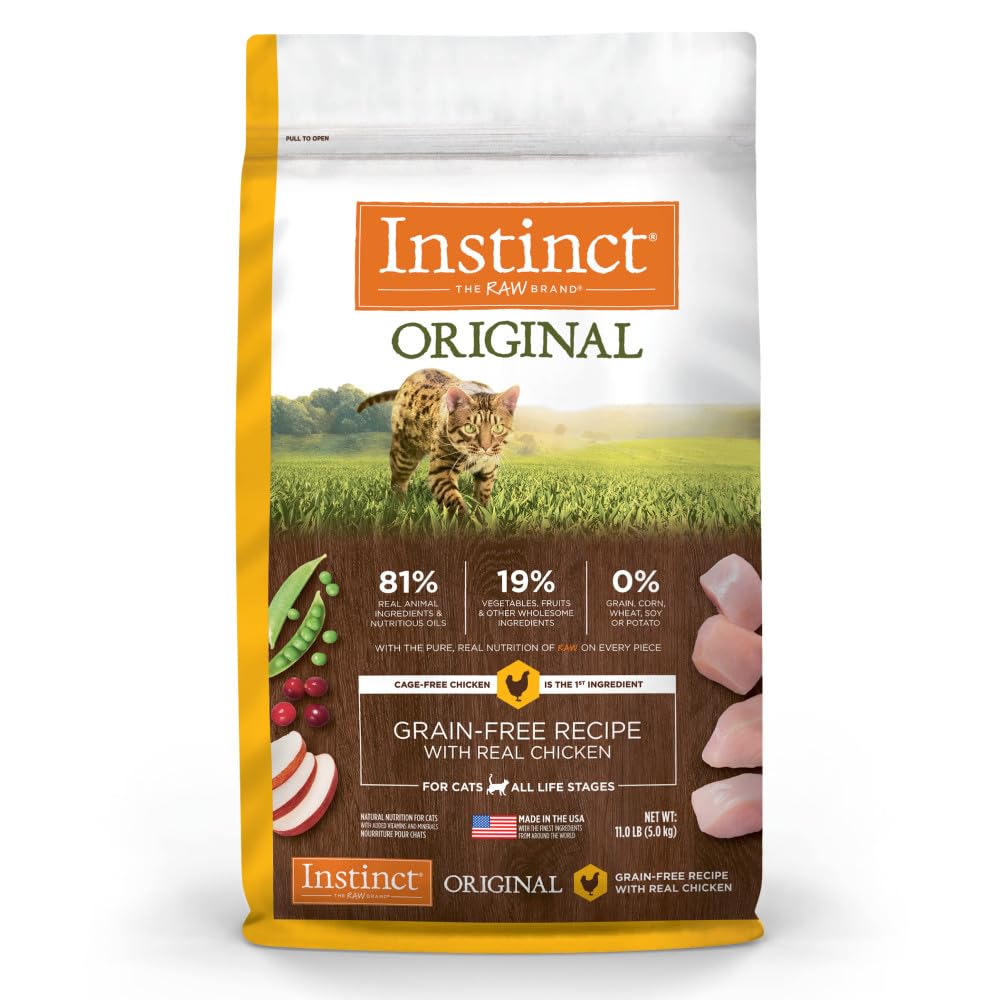 Instinct Original con pollo real, primer ingrediente de calidad para gatos activos.