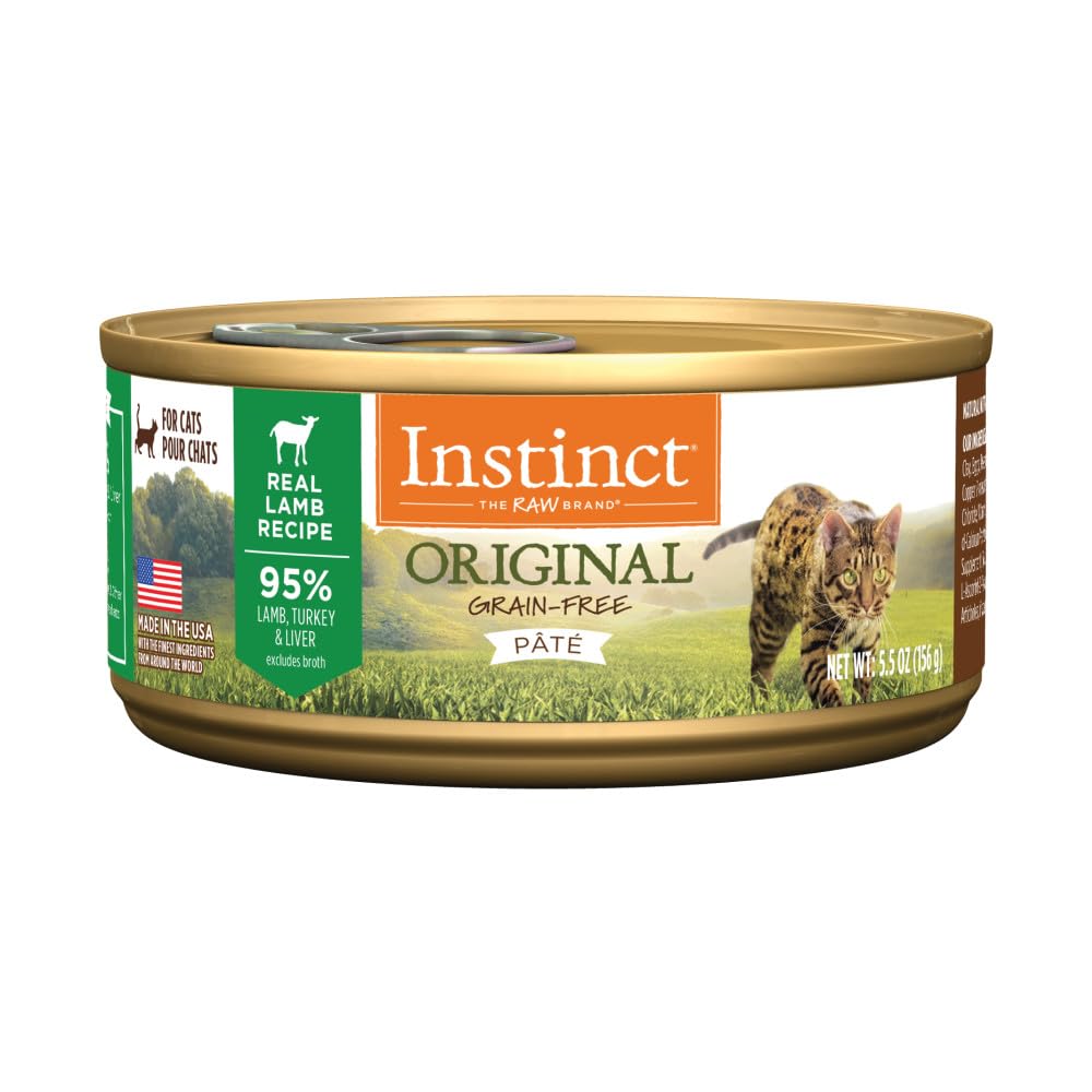Instinct Original sin granos con cordero: lata de comida húmeda para gatos, alta en proteína