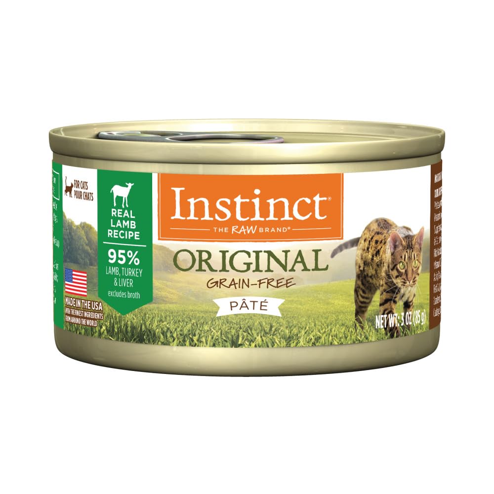 Instinct Original Pate para gatos con cordero real, textura suave para comidas diarias.