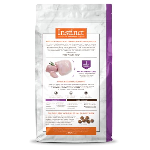 Instinct proteína única de conejo, ideal para gatos de interior.