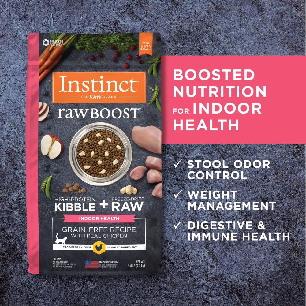 Instinct Raw Boost Indoor Health controla el olor de heces naturalmente