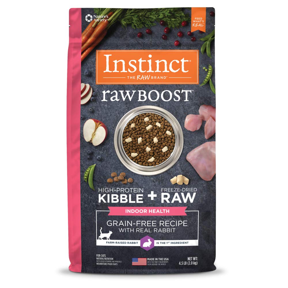 Instinct Raw Boost Interior Salud, bolsa mostrando nutrición para gatos de interior.