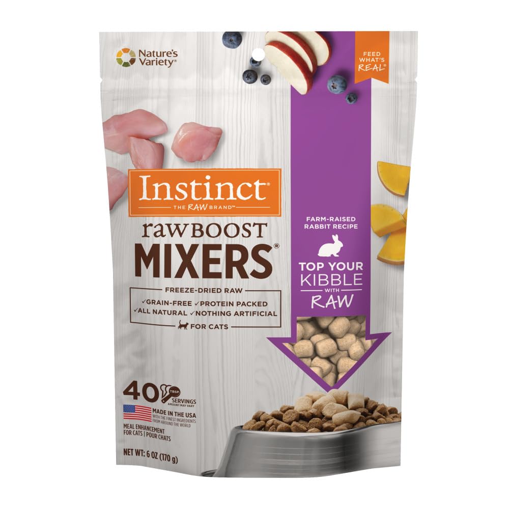 Instinct Raw Boost Mixers con conejo de granja en trozos crujientes para gatos