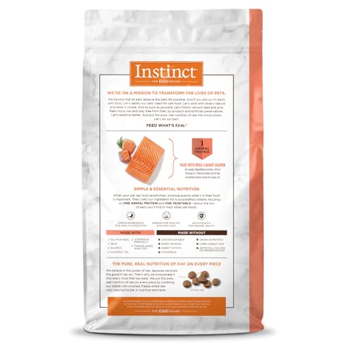 Instinct Salmón Real: croquetas sin granos para piel y pelaje saludables.