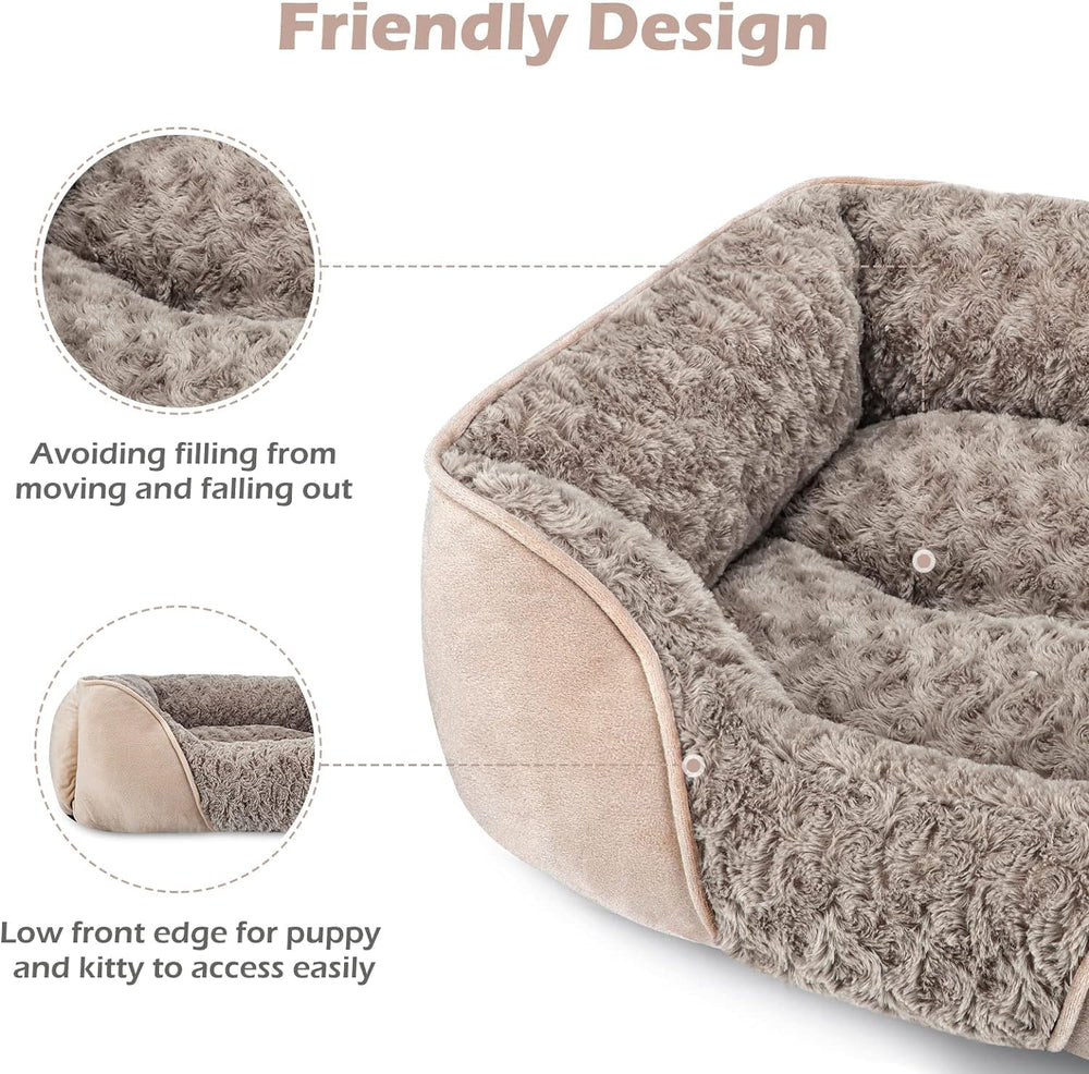 Cama INVENHO lavable a máquina, ciclo suave y secado recomendado.