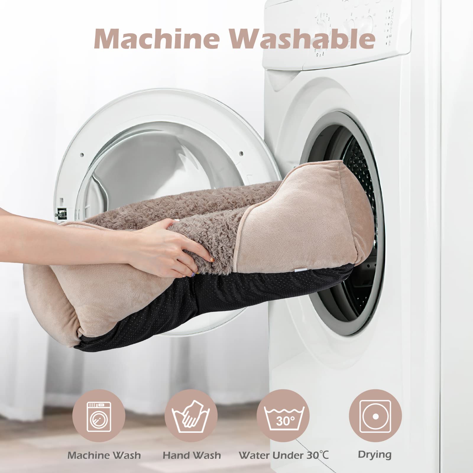 Cama INVENHO lavable a máquina, limpieza rápida y sencilla.